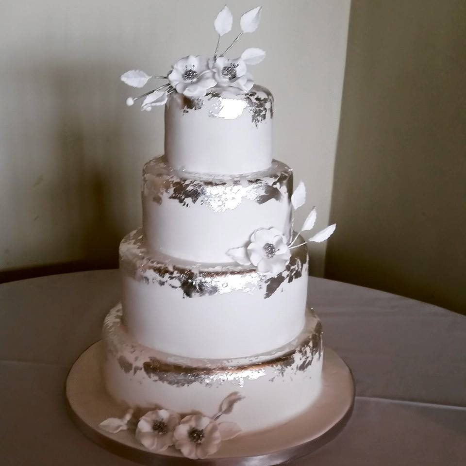 11 Silver Leaf Wedding Cakes Photo Silver Leaf Wedding Cake