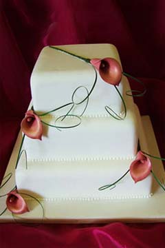 Square Wedding Cake with Calla Lilies