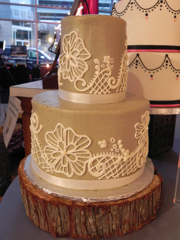 Tan and White Wedding Cake