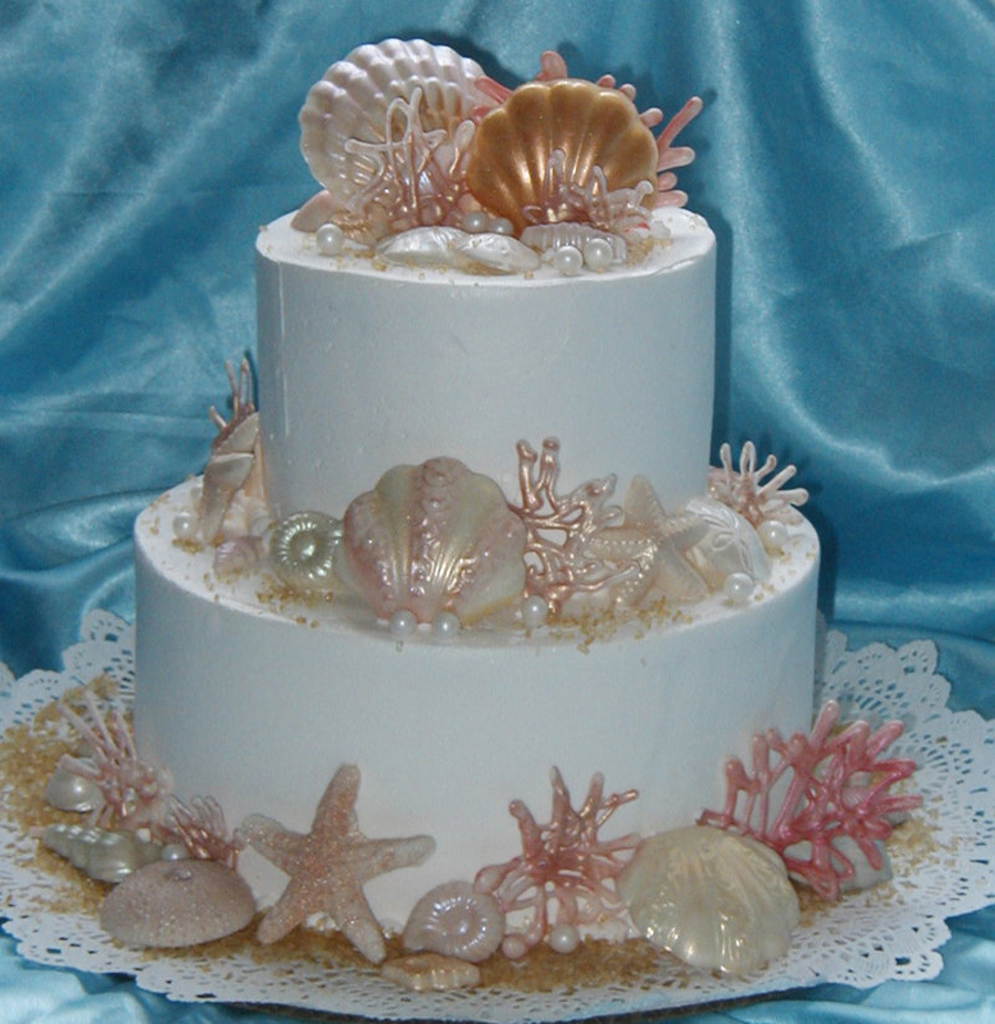 Wedding Cake with Seashells