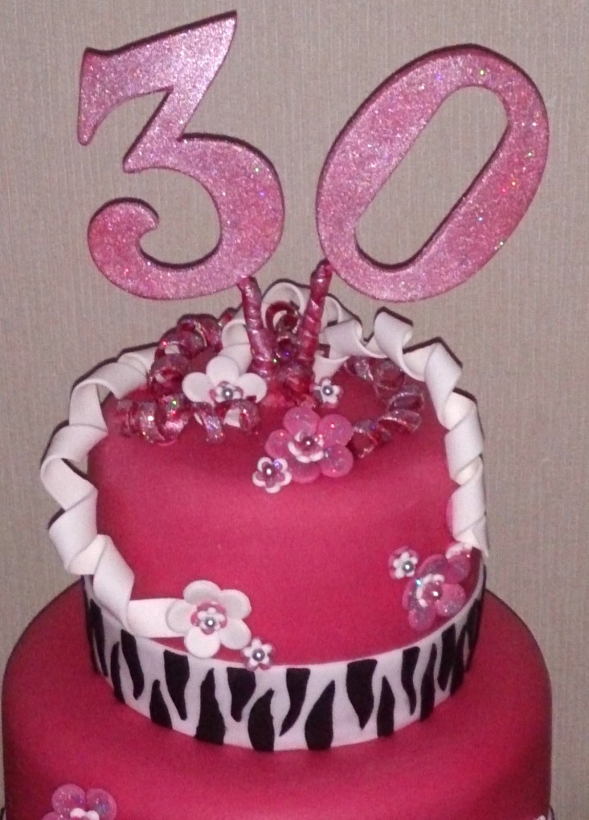 Zebra Print 30th Birthday Cake