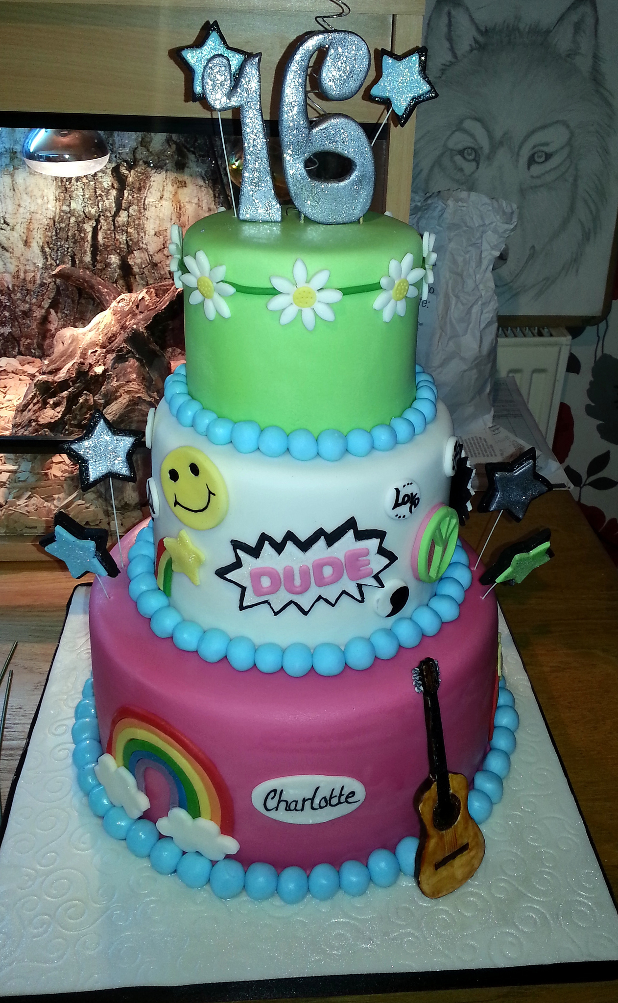 16th Birthday Cake for Girl with Guitar