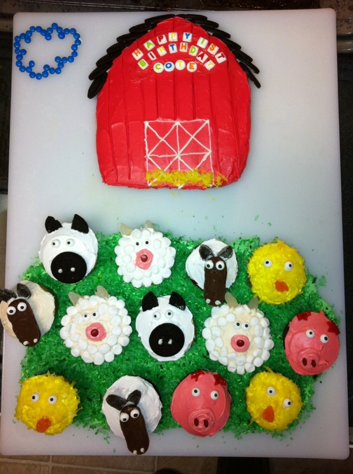 Baby Farm Animals Birthday Cake