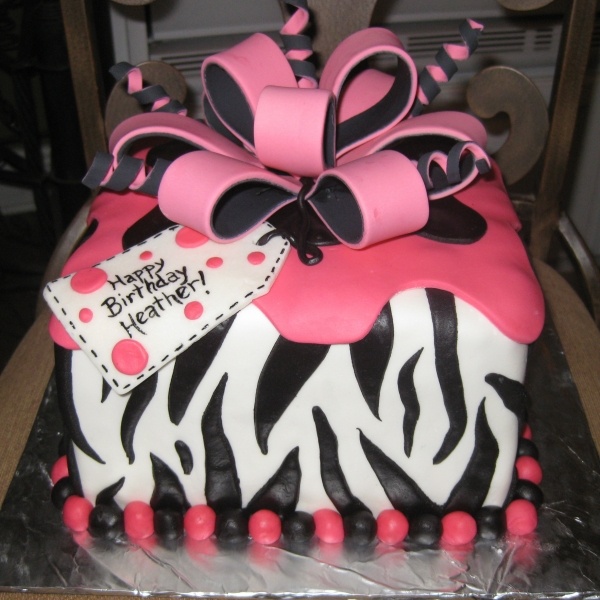 Beautiful Black and Pink Zebra Birthday Cake