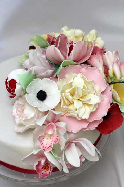 Birthday Cake with Sugar Flowers