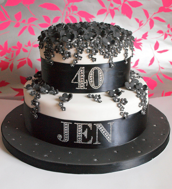 Black and Bling Birthday Cake