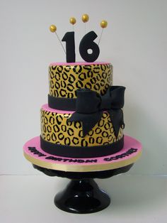 Black and Gold Sweet 16 Birthday Cakes