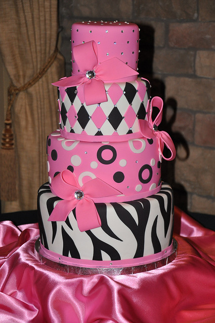 Black and Pink Birthday Cake