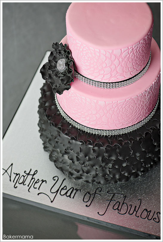 Black and Pink Birthday Cake