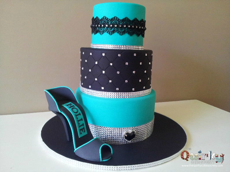 Black and Teal Birthday Cake