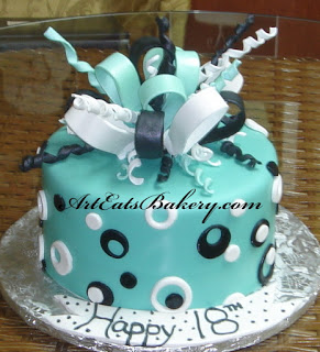 Black and Teal Birthday Cake