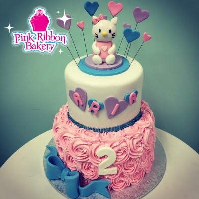 Blue and Pink Birthday Cake