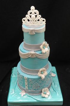 Blue Cinderella Sweet 16 Cakes