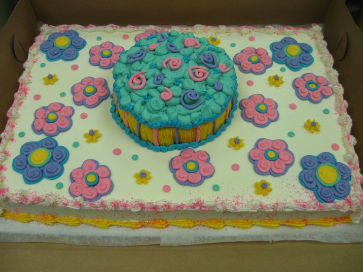 Cake with Flowers 1 2 Sheet