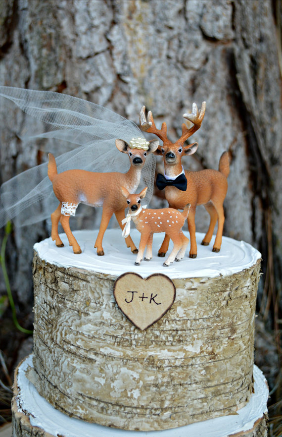 Camo Deer Wedding Cake Topper