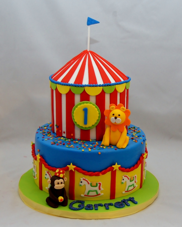 Circus Theme 1st Birthday Cake