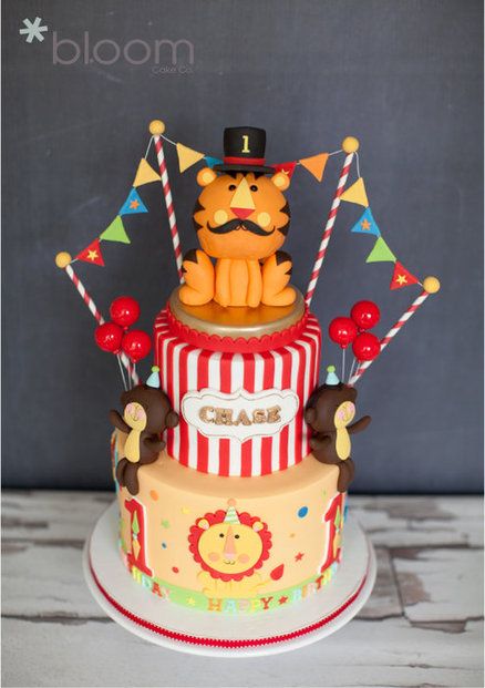 Circus Theme 1st Birthday Cake