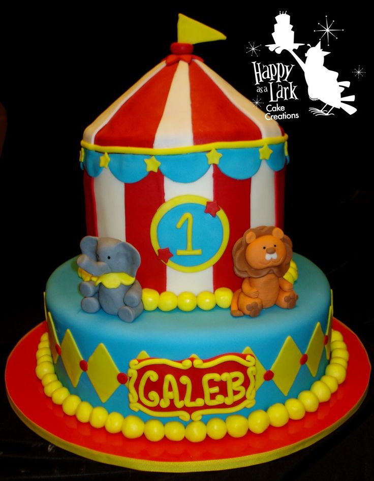 Circus Themed 1st Birthday Cake