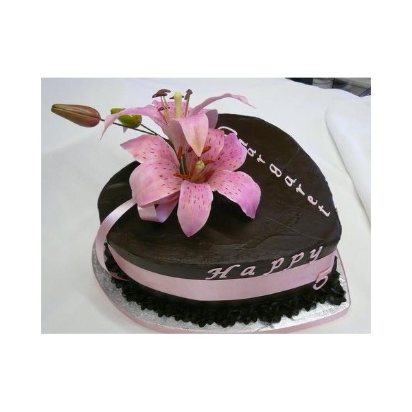 Elegant Pink Cake with Ribbons