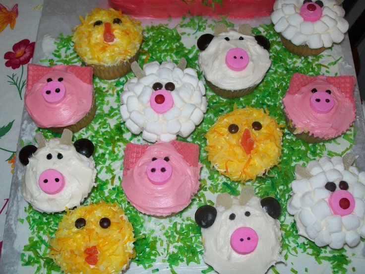 Farm Animal Birthday Cupcake Ideas