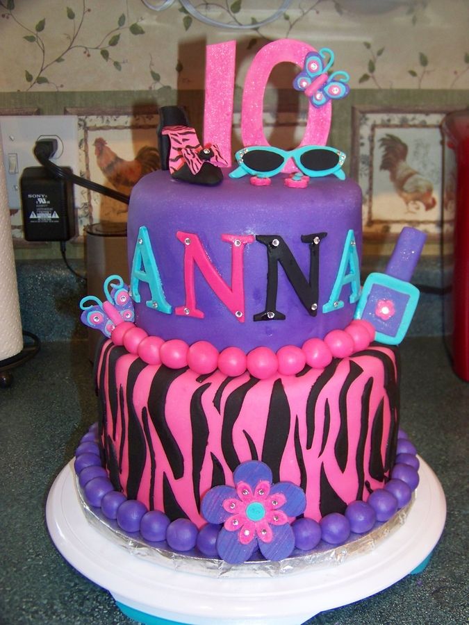 Glitzy Girl Birthday Cake