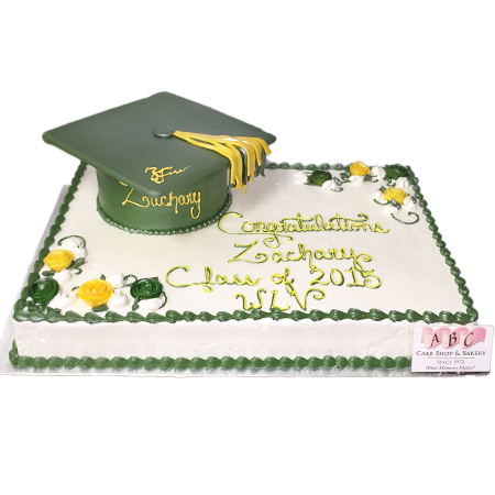 Green and Yellow Graduation Cakes