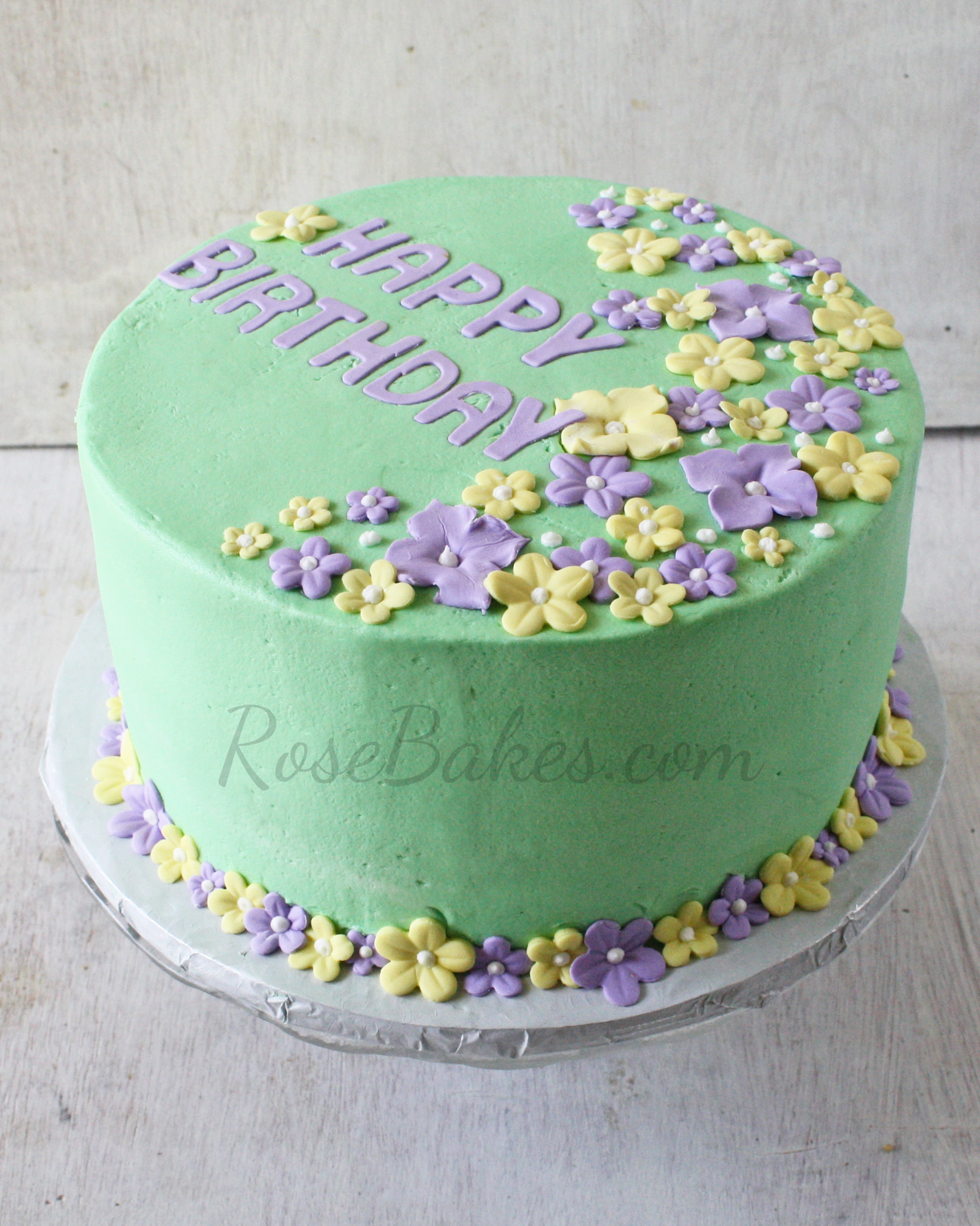 Happy Birthday Flowers Cake Pastel