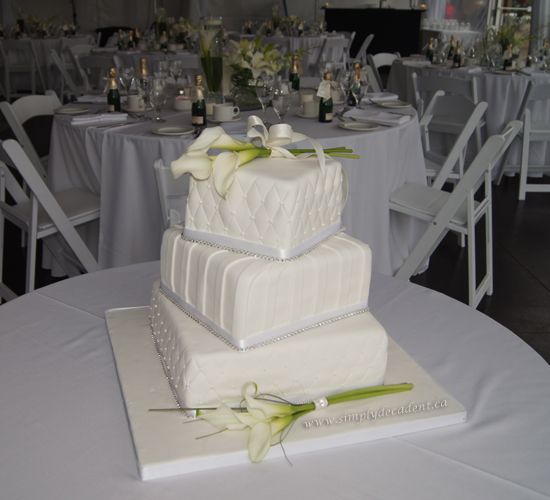 Ivory 3 Tier Square Wedding Cake