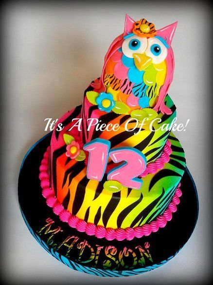 Neon Zebra Print Birthday Cake