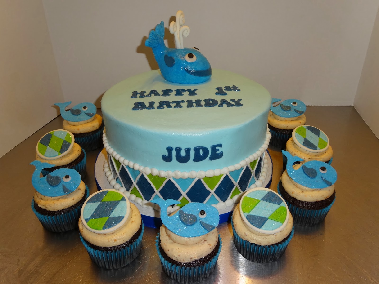 Ocean Preppy 1st Birthday Cake