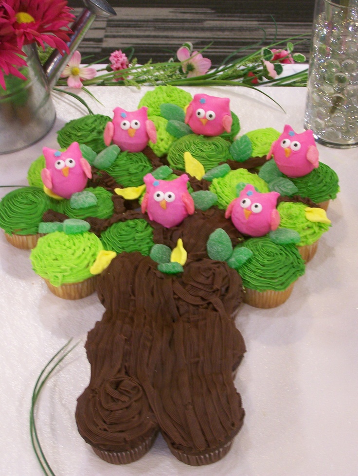 Owl Baby Shower Cupcake Tree