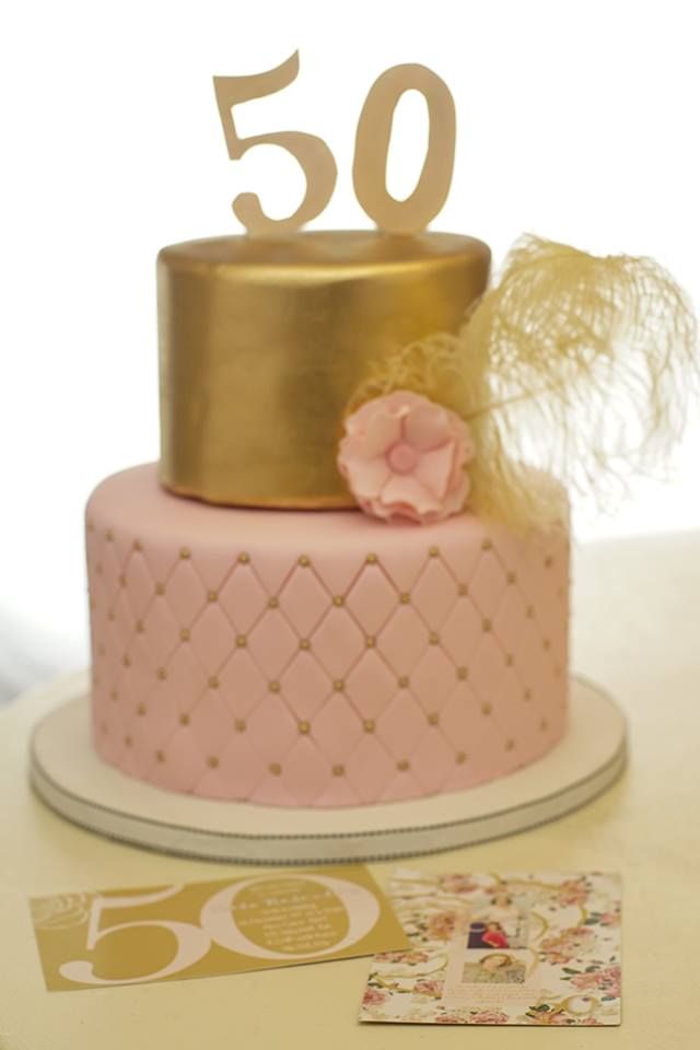 Pink and Gold 50th Birthday Cake