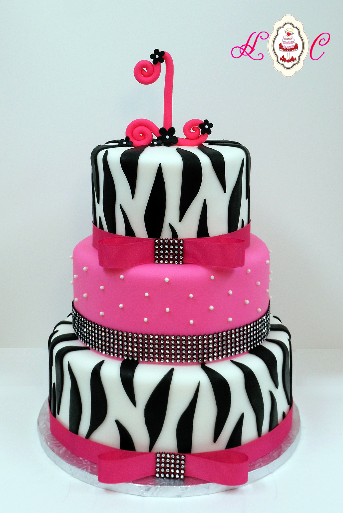 Pink Zebra Print Birthday Cake