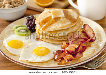 Plate with Bacon and Eggs Breakfast