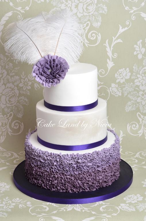 Purple Wedding Cake and Cupcakes