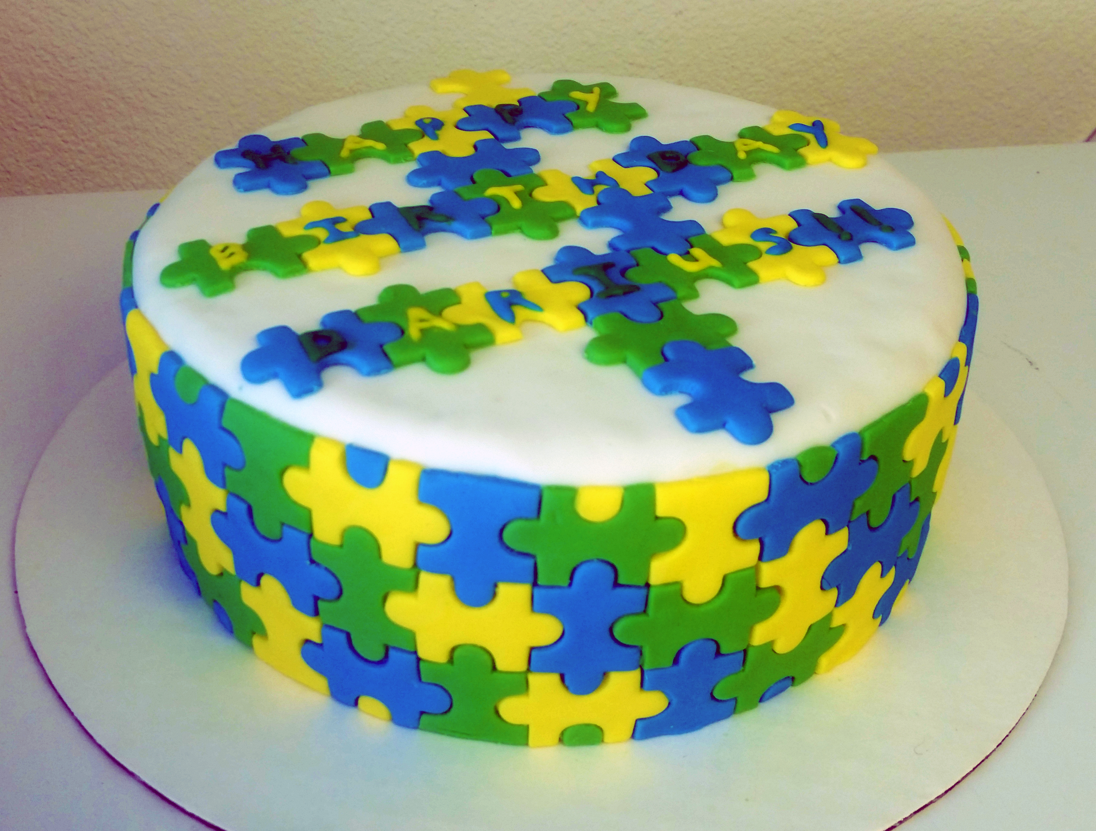 Puzzle Piece Birthday Cake