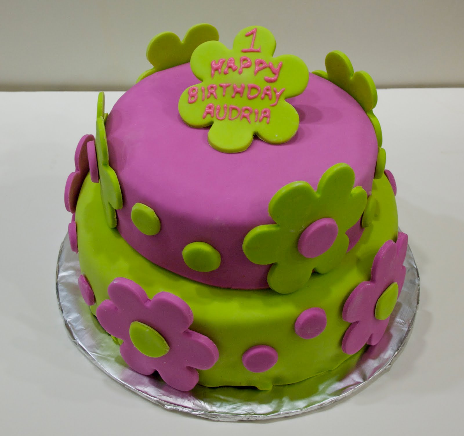 Simple Fondant Birthday Cake for Girls