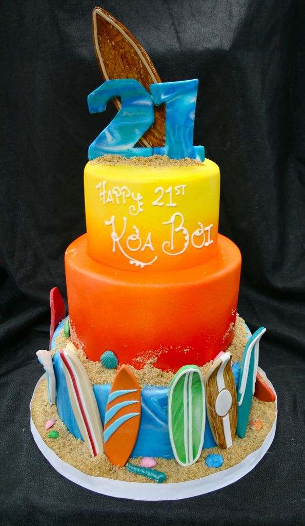 Surfing Beach Theme Birthday Cakes