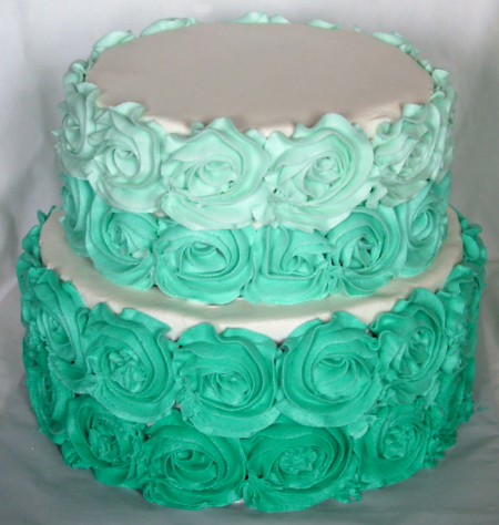 Teal Ombre Birthday Cake Roses