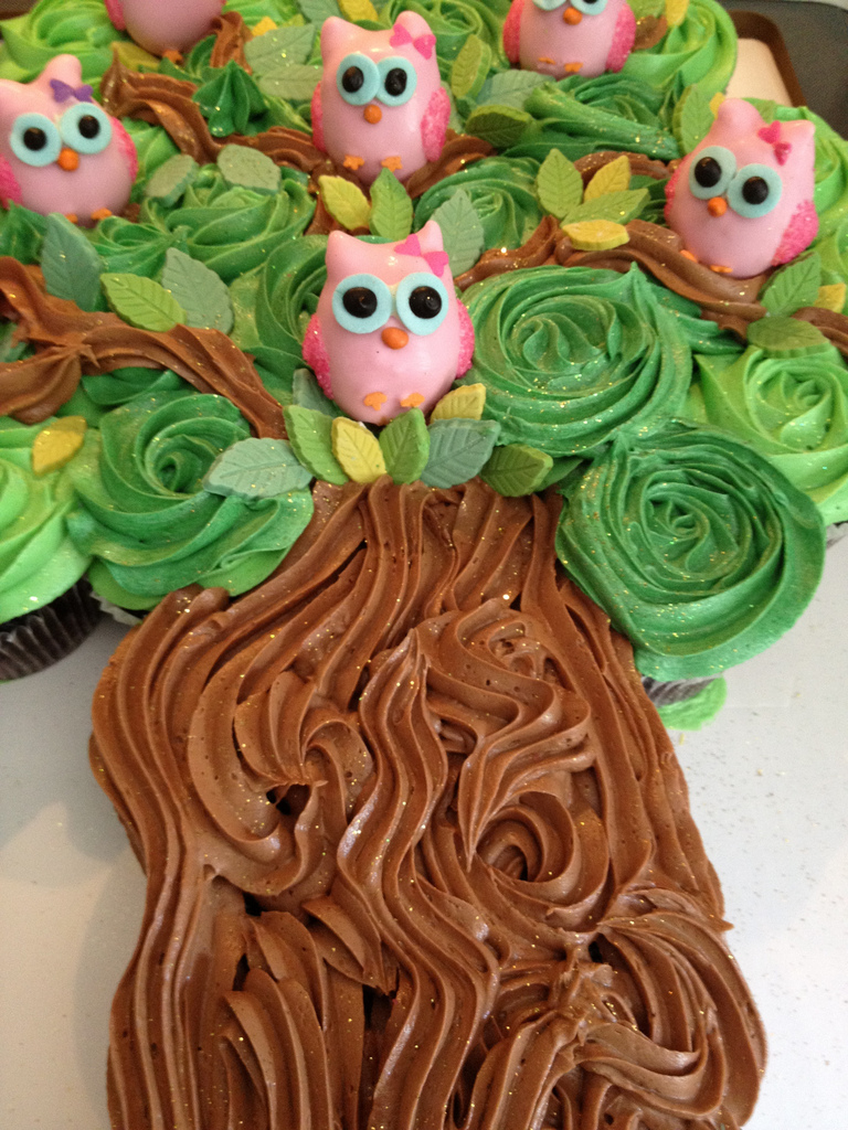 Tree Owl Baby Shower Cupcake Cake