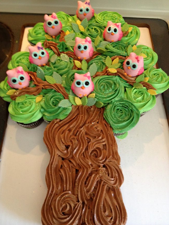 12 Photos of Cupcake Birthday Cakes For Girls Owl In Tree