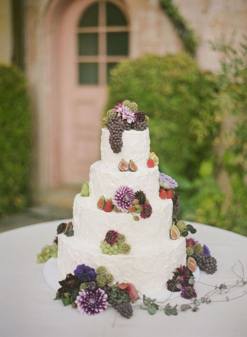 Wedding Cake with Fruit and Flowers