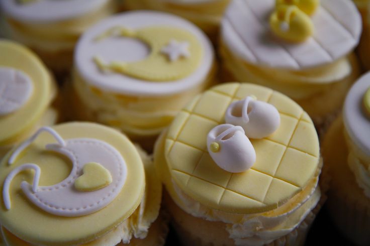 9 White And Yellow Shower Cupcakes Photo White And Yellow Baby