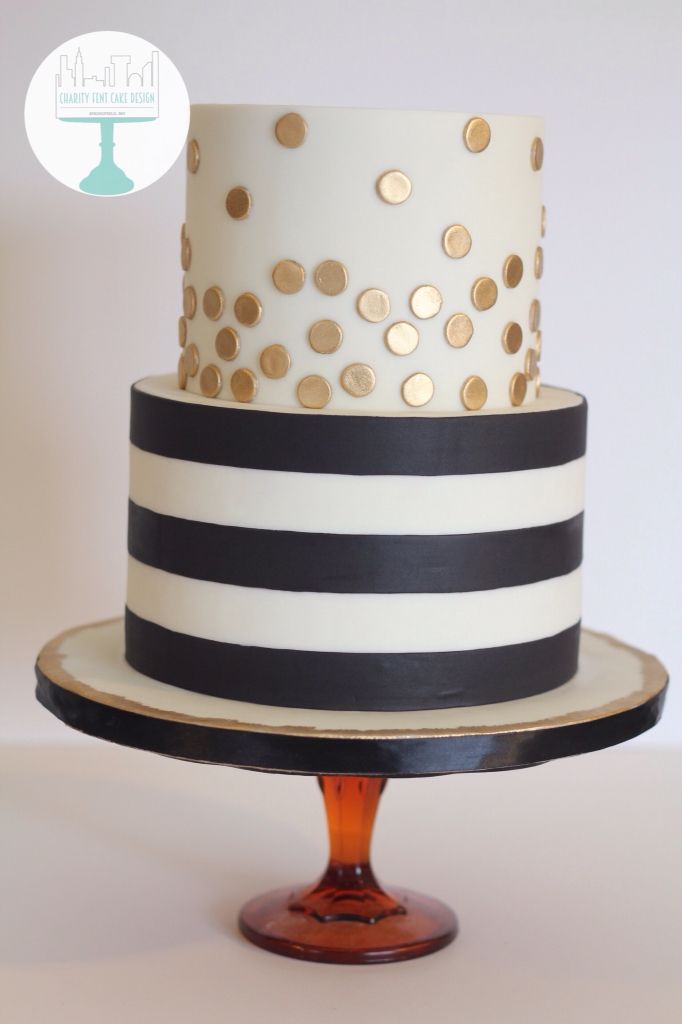 White Gold Black Birthday Cake