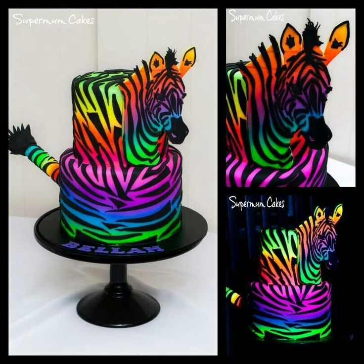 Zebra Rainbow Glow in the Dark Cake