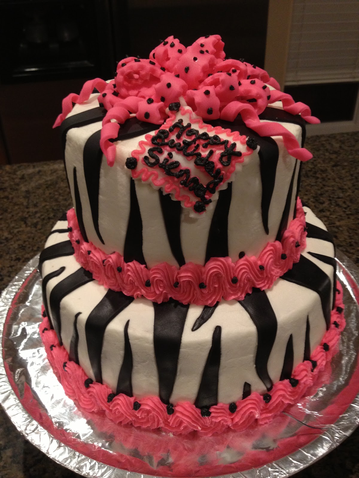 Zebra Striped Birthday Cake