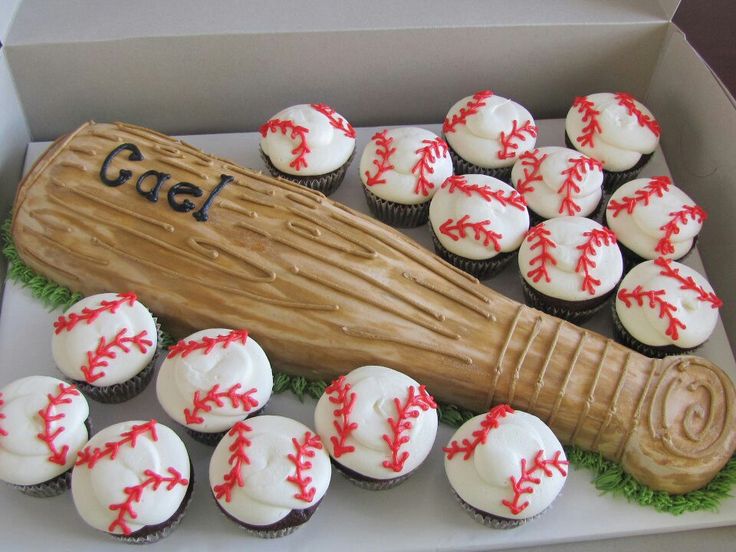 11 Photos of Baseball Bat Birthday Cupcakes