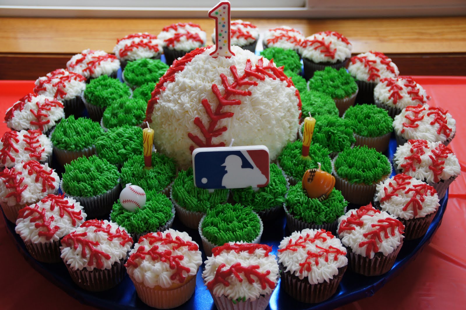 Baseball Cupcake Birthday Cake