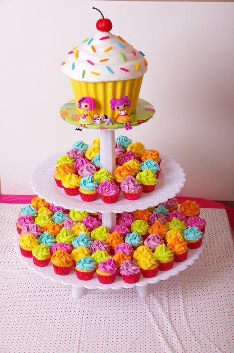 Birthday Cakes with Cupcakes Towers