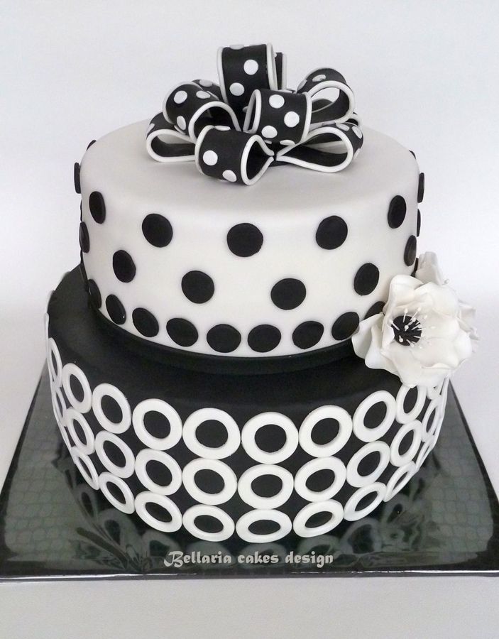 Black and White Birthday Cake